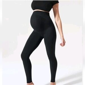 BLANQI Everyday Black Maternity Leggings Size Large Belly Support Nylon Spandex